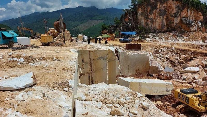 Hiện trường vụ khai thác hàng nghìn m3 đá trái phép tại xã Châu Lộc, huyện Quỳ hợp
