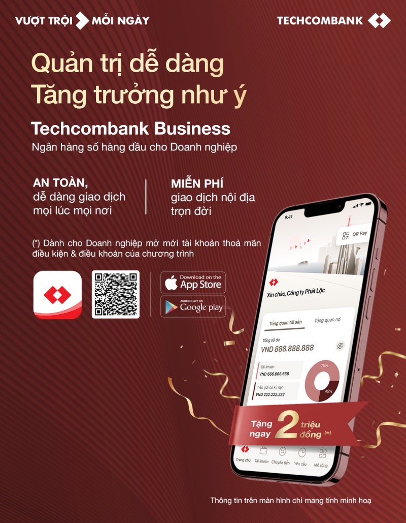 Ngân hàng TMCP Kỹ Thương Việt Nam (Techcombank) chính thức ra mắt ứng dụng Ngân hàng số dành cho Doanh nghiệp