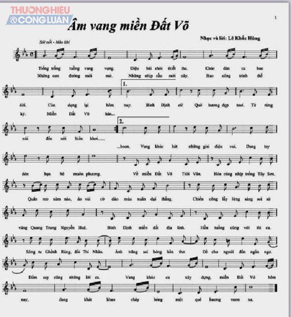 Ca khúc “Âm vang miền đất Võ” của nhạc sĩ Khắc Hùng.