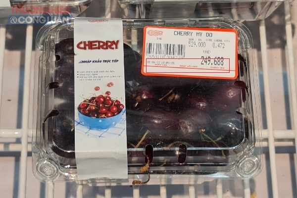 Hộp Cherry Mỹ nhập khẩu không có thông tin đơn vị nhập khẩu, không hạn sử dụng