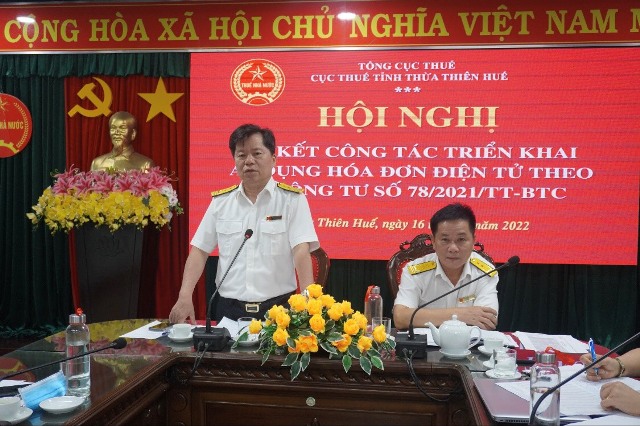 Ông Hà Văn Khoa- Cục trưởng Cục Thuế tỉnh Thừa Thiên Huế sơ kết triển khai Hoá đơn điện tử