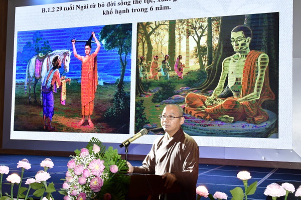 TS Phật học Thích Huệ Pháp tham luận “Tính tương đồng trong văn hóa Phật giáo Ấn Độ và Việt Nam”.