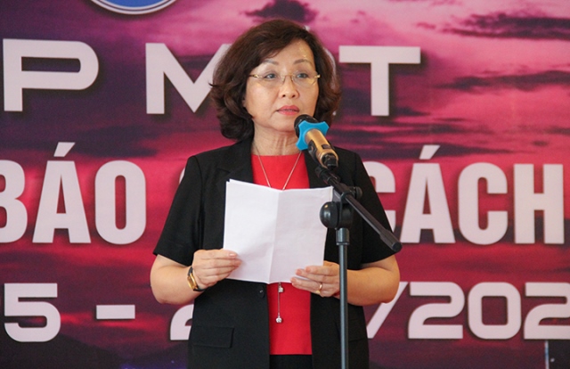 Phó Chủ tịch UBND TP. Đà Nẵng Ngô Thị Kim Yến phát biểu tại buổi gặp mặt các cơ quan báo chí