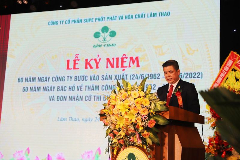 Bí thư Đảng ủy, Tổng Giám đốc Công ty Phạm Thanh Tùng phát biểu tại buổi lễ