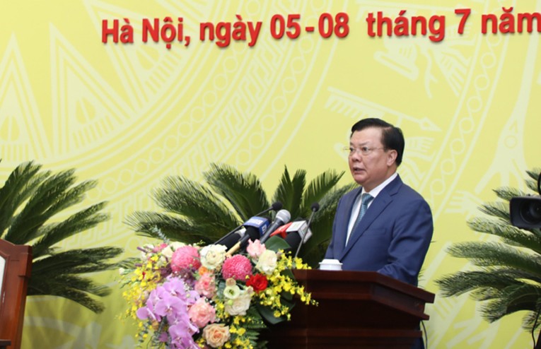 Bí thư Thành ủy Hà Nội Đinh Tiến Dũng phát biểu tại Kỳ họp. Nguồn: Hanoi.gov.
