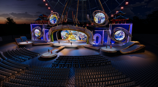Sân khấu thiết kế 5 vòng tròn ấn tượng và hoành tráng từ đạo diễn gạo cội Phạm Hoàng Nam.
