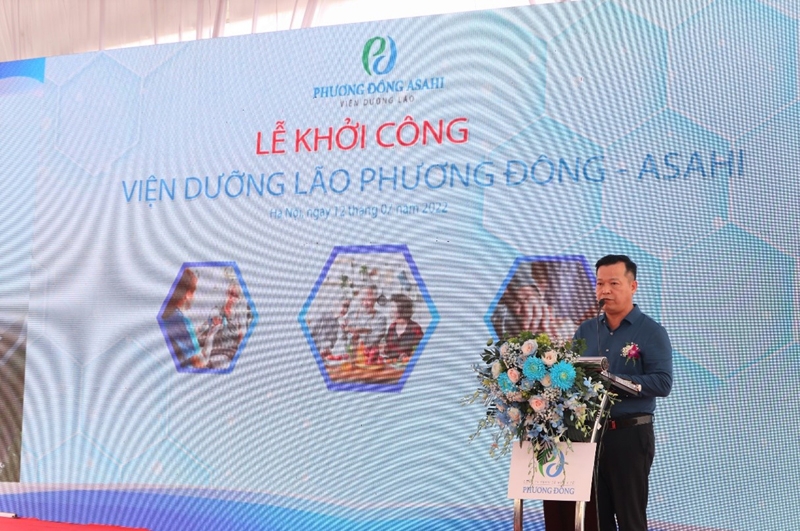 Ông Nguyễn Thanh Việt - Chủ tịch HĐTV Công ty TNHH Tổ hợp Y tế Phương Đông phát lệnh khởi công Viện dưỡng lão Phương Đông Asahi