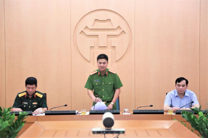 Đại tá Dương Đức Hải – Phó Giám đốc Công an TP Hà Nội báo cáo tại Hội nghị