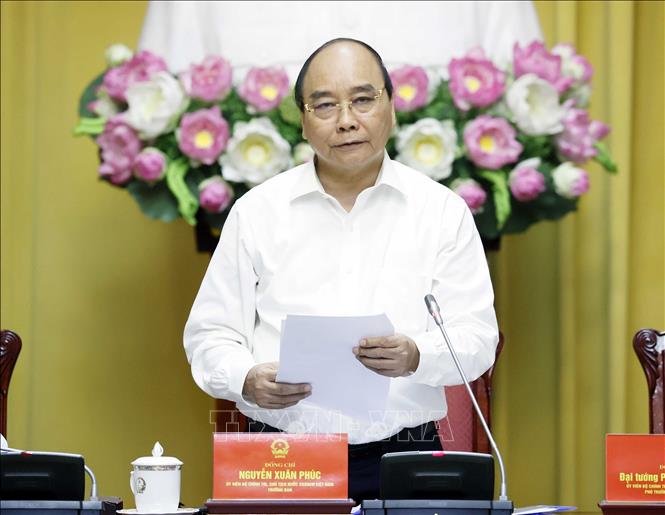 Chủ tịch nước Nguyễn Xuân Phúc, Trưởng ban Chỉ đạo xây dựng Đề án phát biểu tại Phiên họp. Ảnh: Thống Nhất/TTXVN