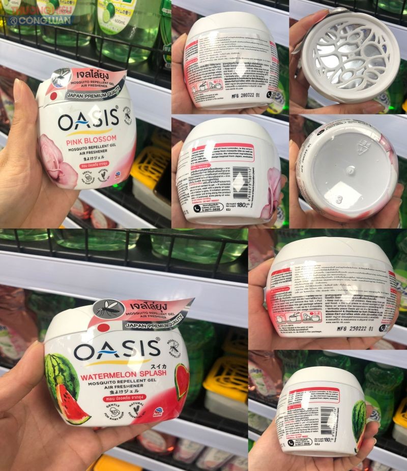Sản phẩm sáp thơm đuổi muỗi Oasis trên bao bì 100% chữ nước ngoài (bao gồm tiếng Anh, tiếng Thái Lan) nhưng không có nhãn phụ bằng tiếng Việt khiến người tiêu dùng không phân biệt được sản phẩm.