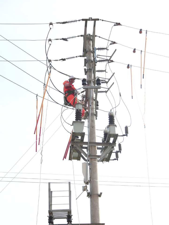 Công nhân Điện lực khắc phục sự cố lưới điện trong nắng nóng