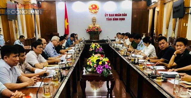 Quang cảnh buổi làm việc của Đoàn công tác BCĐ 389 quốc gia tại tỉnh Bình Định.