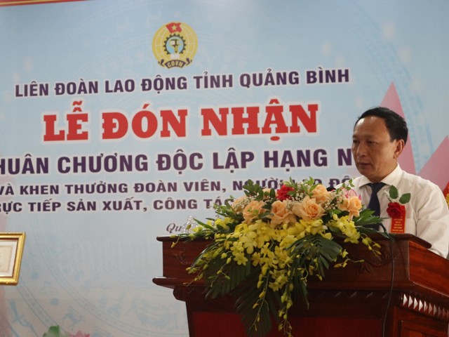 Ông Trần Hải Châu - Chủ tịch HĐND tỉnh Quảng Bình phát biểu tại buổi lễ.