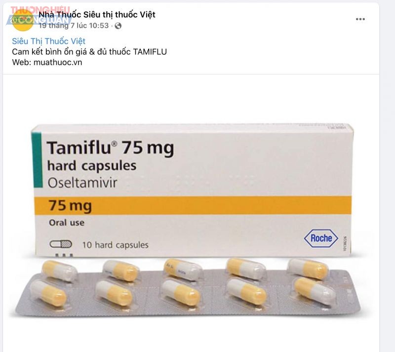 Cam kết bình ổn giá bán Tamiflu của nhà thuốc siêu thị thuốc Việt quảng cáo trên fanpage