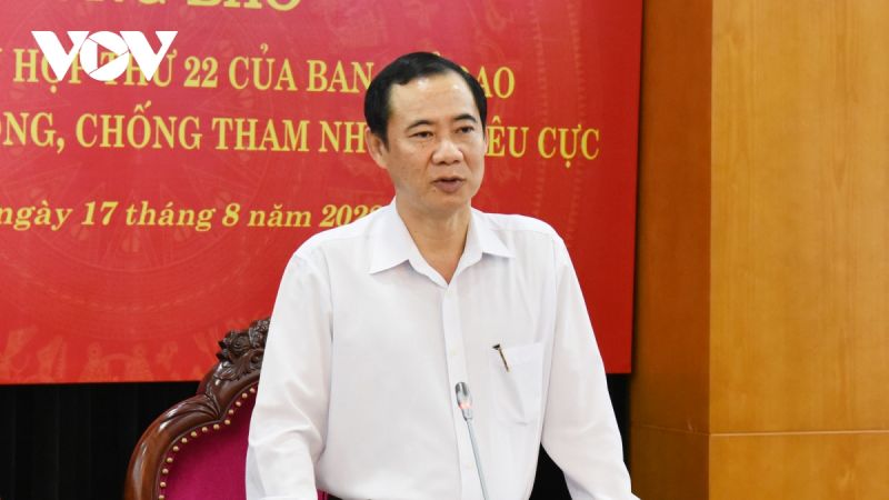 Phó Trưởng Ban Nội chính Trung ương Nguyễn Thái Học phát biểu tại họp báo chiều 17/08