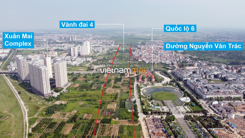 Vành đai 4 theo quy hoạch đi qua đường Nguyễn Văn Trác hướng về QL6.