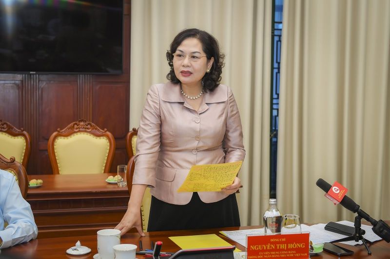 Thống đốc NHNN Nguyễn Thị Hồng phát biểu tại buổi làm việc