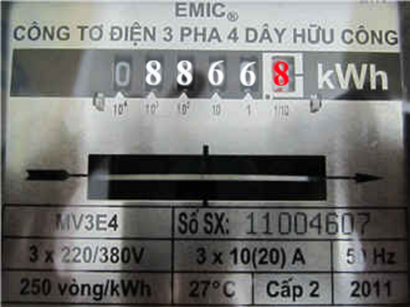 Thông số công tơ điện 3 pha