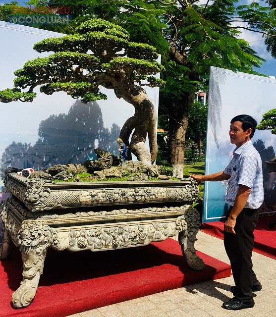 Nghệ nhân Huỳnh Thanh Tuyền bên tác phẩm “Cây Duối 200 tuổi” trị giá gần 06 tỷ đồng.