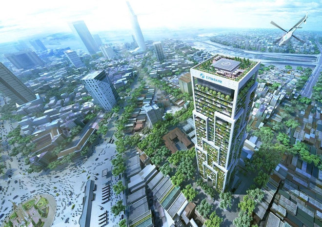 Phối cảnh dự án tòa tháp trụ sở Eximbank tại số 7 Lê Thị Hồng Gấm, quận 1, TP.HCM. Ảnh: EIB