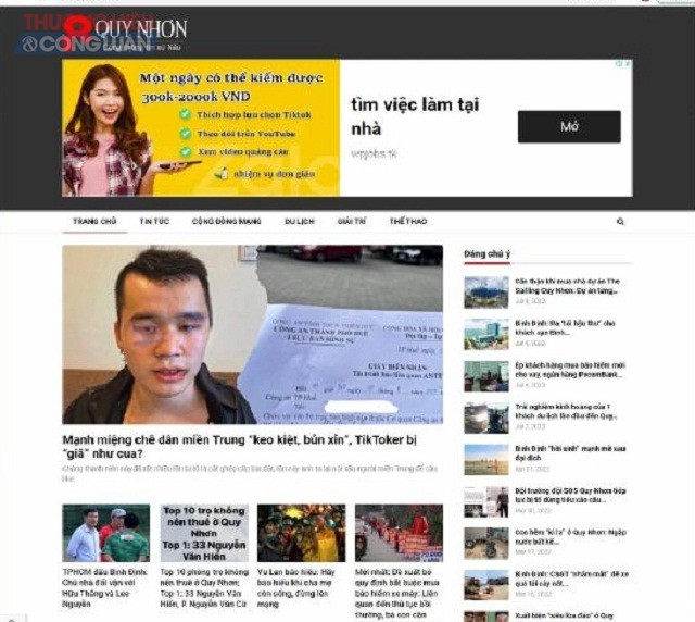 H&igrave;nh ảnh giao diện website &ldquo;8 QuyNhơn - Cổng th&ocirc;ng tin điện tử xứ Nẫu&rdquo;.