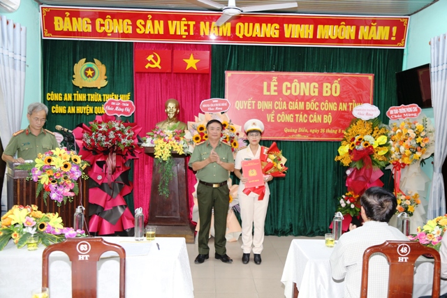 Thượng tá Lê Thị Hồng Nhung làm Trưởng Công an huyện Quảng Điền