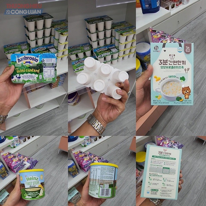 Một số sản phẩm dinh dưỡng cho trẻ không nhãn phụ tiếng Việt được ghi nhận tại cửa hàng. Ảnh: Tuấn Quang.
