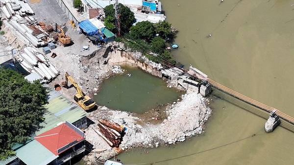 Hiện trạng thi công cầu Xóm Bóng mới đầu phía Nam (08/9/2022)