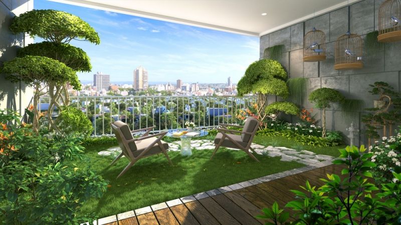 “Khu vườn trên cao” lên tới 17m2 tại ban công căn hộ tòa Zen Tower