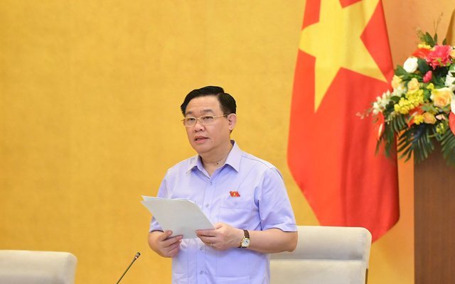 Chủ tịch Quốc hội Vương Đình Huệ phát biểu khai mạc phiên họp chuyên đề pháp luật tháng 9 của Ủy ban Thường vụ Quốc hội - Ảnh: VGP/ĐH