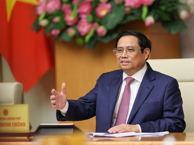 Thủ tướng nhấn mạnh tư tưởng của Chủ tịch Hồ Chí Minh “ngoại giao phải luôn luôn vì lợi ích dân tộc mà phục vụ”. Ảnh VGP/Nhật Bắc