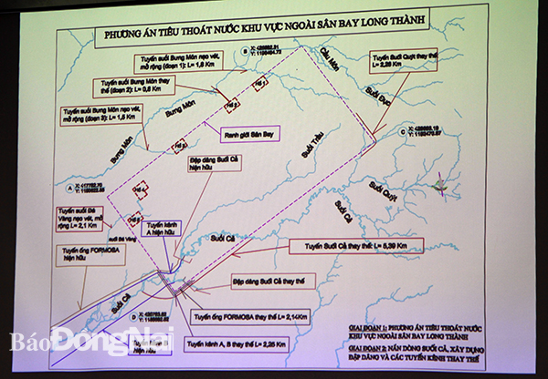 Bản đồ phương án thoát nước khu vực ngoài ranh Sân bay Long Thành