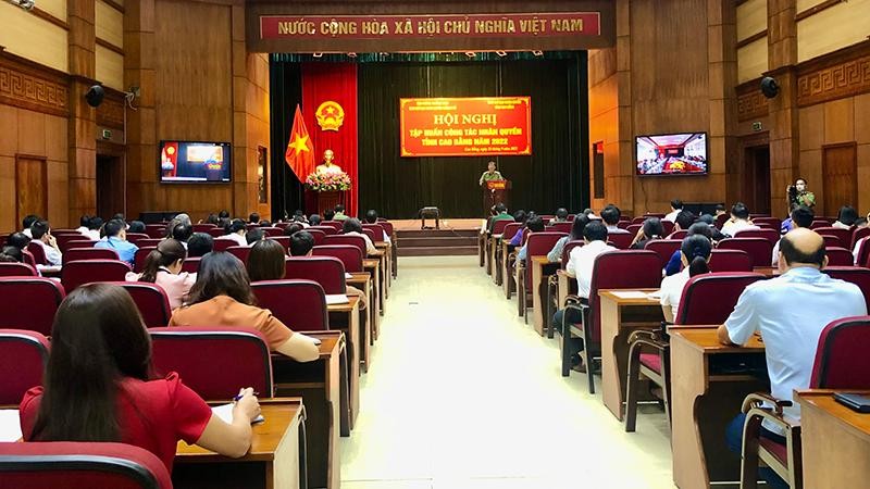ác đại biểu dự hội nghị tập huấn về công tác nhân quyền tại điểm cầu Ủy ban nhân dân tỉnh Cao Bằng.