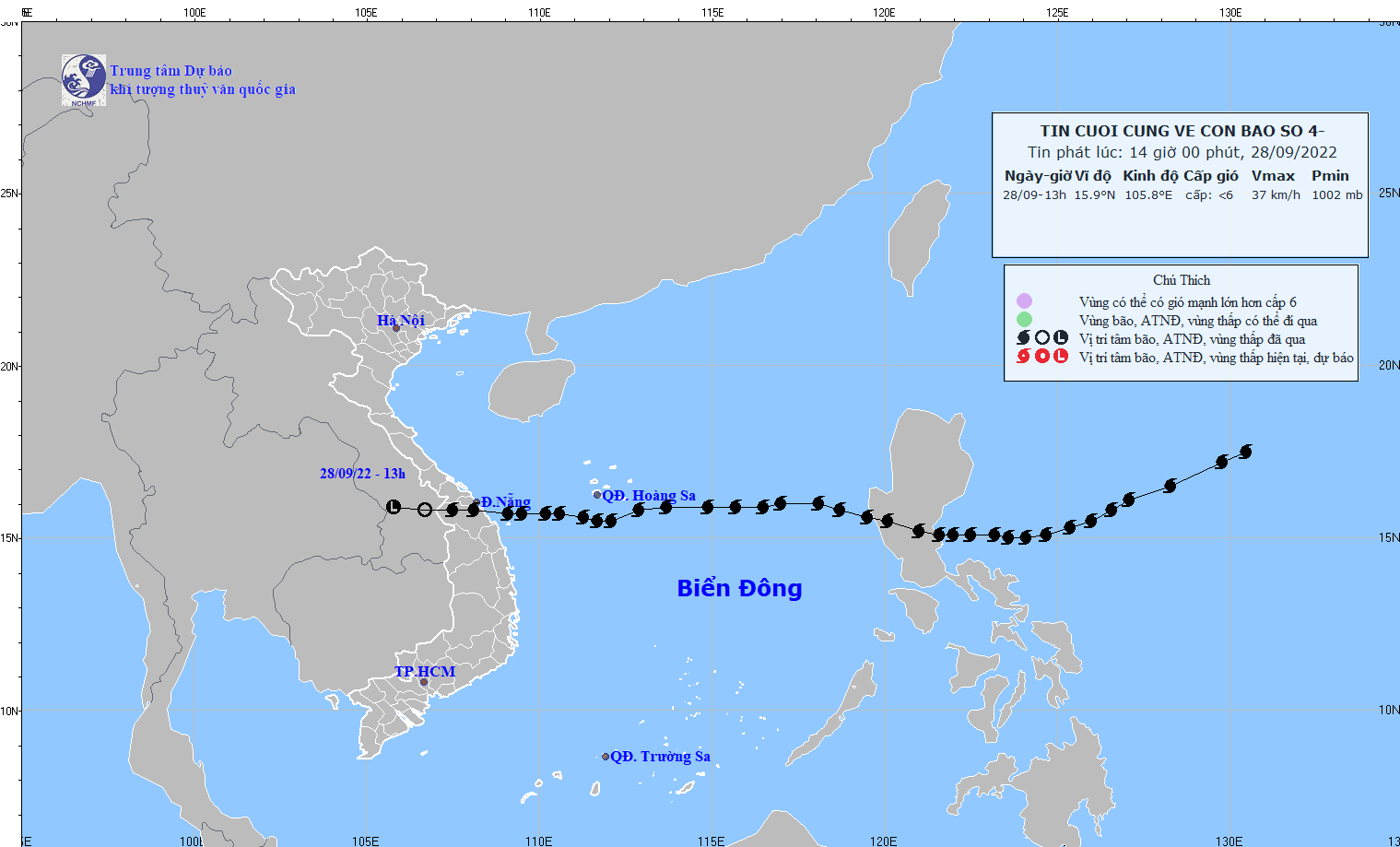 Chiều nay, 28/09, bão số 4 đã suy yếu thành một vùng áp thấp trên khu vực Nam Lào