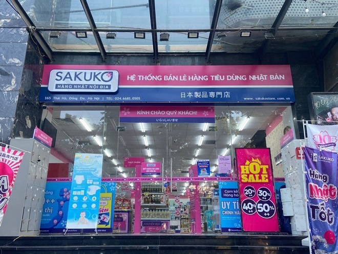 Một cửa hàng bán lẻ của Sakuko đặt tại phố Thái Hà (Hà Nội) với bộ nhận diện thương hiệu mới