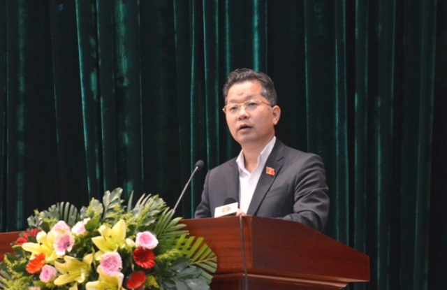 Bí thư Thành ủy, Trưởng Đoàn ĐBQH TP. Đà Nẵng Nguyễn Văn Quảng tại hội nghị