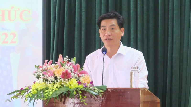 Ông Phạm Hoang Tuấn - phó chủ tịch UBND quận Đồ Sơn, trưởng ban chỉ đạo Lễ hội chọi trâu năm 2022 phát biểu