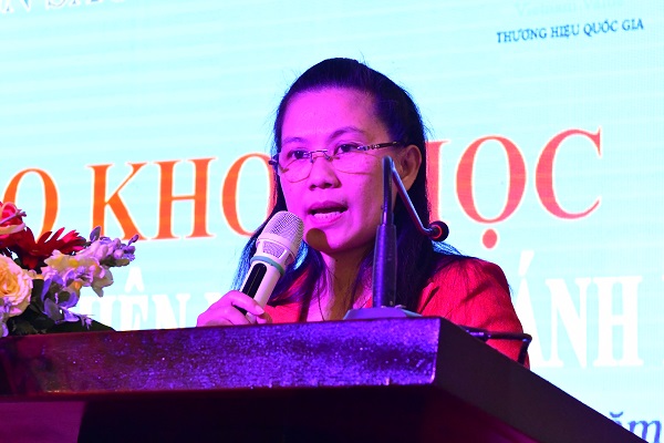 Bà Lê Vinh Liên Trang- Giám đốc sở KHCN Khanh Hòa phát biểu tổng kết.