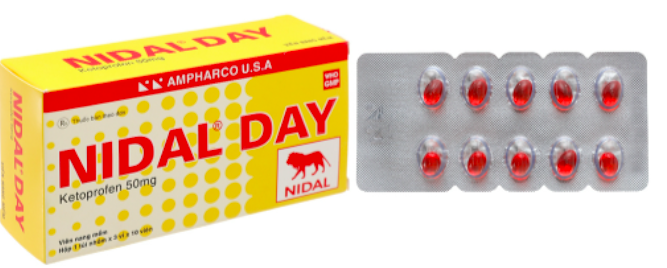 Lô thuốc viên nang mềm Nidal Day (Ketoprofen 50mg) điều trị bệnh viêm xương khớp, đợt gút cấp, sản xuất tháng 5/2021 vừa bị Hà Nội ra quyết định thu hồi khẩn do kém chất lượng.