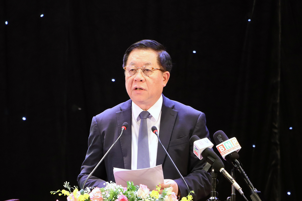Ông Nguyễn Trọng Nghĩa, Bí thư Trung ương Đảng, Trưởng Ban Tuyên giáo Trung ương phát biểu chỉ đạo tại Hội nghị