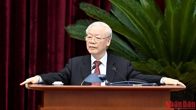 Tổng Bí thư Nguyễn Phú Trọng phát biểu chỉ đạo Hội nghị. Ảnh ĐĂNG KHOA