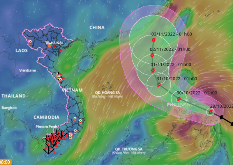 Dự báo hướng đi của bão Nalgae. Ảnh: Tổng cục PCTT