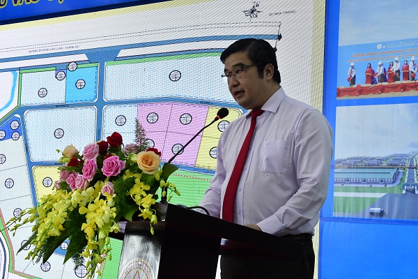 Ông Tạ Hồng Quang- Giám đốc sở LĐTBXH phát biểu về chương trình kết nối cung cầu lao động