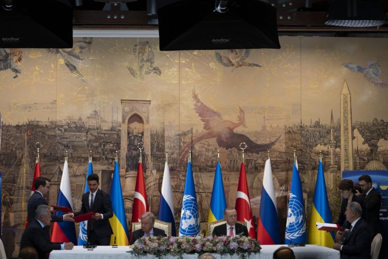 Thỏa thuận ngũ cốc giữa Nga và Ukraine đã đạt được ở Istanbul hồi tháng Bảy với sự trung gian của Liên Hợp Quốc và Thổ Nhĩ Kỳ. Ảnh Reuters