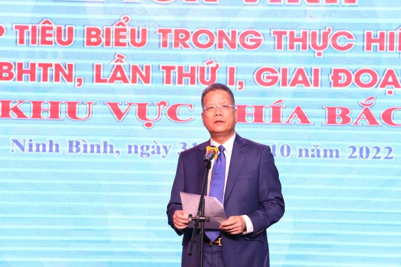 Phó TGĐ BHXH Việt Nam Trần Đình Liệu phát biểu tại buổi lễ