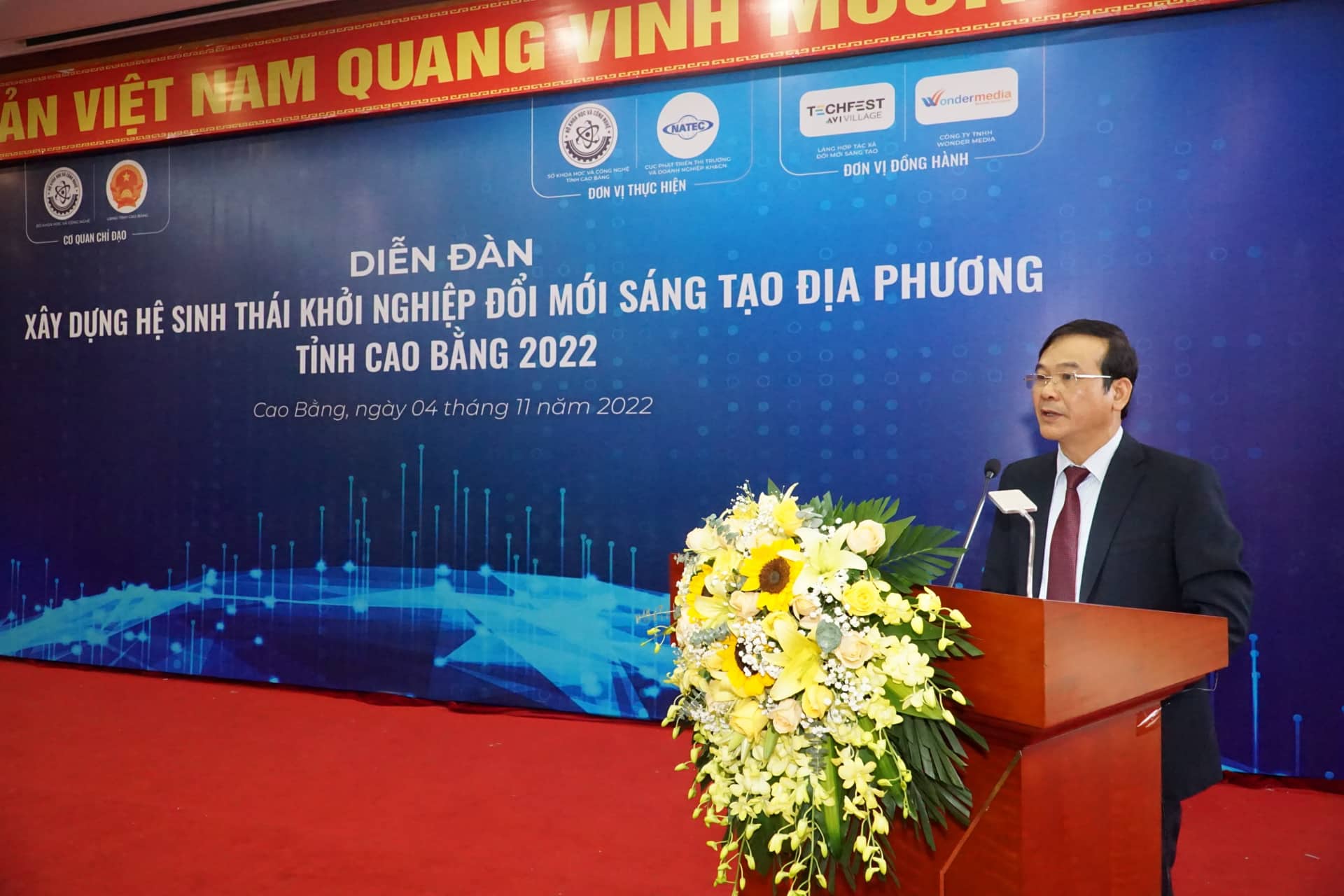 Ông Nguyễn Trung Thảo - Phó Chủ tịch Uỷ ban nhân dân tỉnh Cao Bằng phát biểu tại diễn đàn