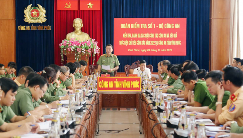 Đoàn kiểm tra số 1 Bộ Công an làm việc với Công an tỉnh Vĩnh Phúc