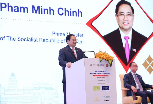 Phát biểu tại hội nghị, Thủ tướng Phạm Minh Chính nhấn mạnh, Việt Nam cam kết tạo lập môi trường kinh doanh tốt nhất. Ảnh VGP/Nhật Bắc