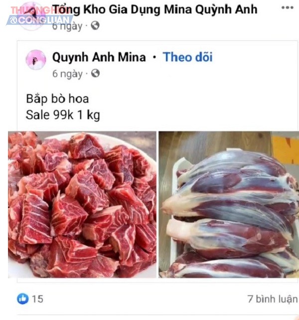 Sản phẩm bắp bò hoa được chào bán công khai trên mạng xã hội facebook