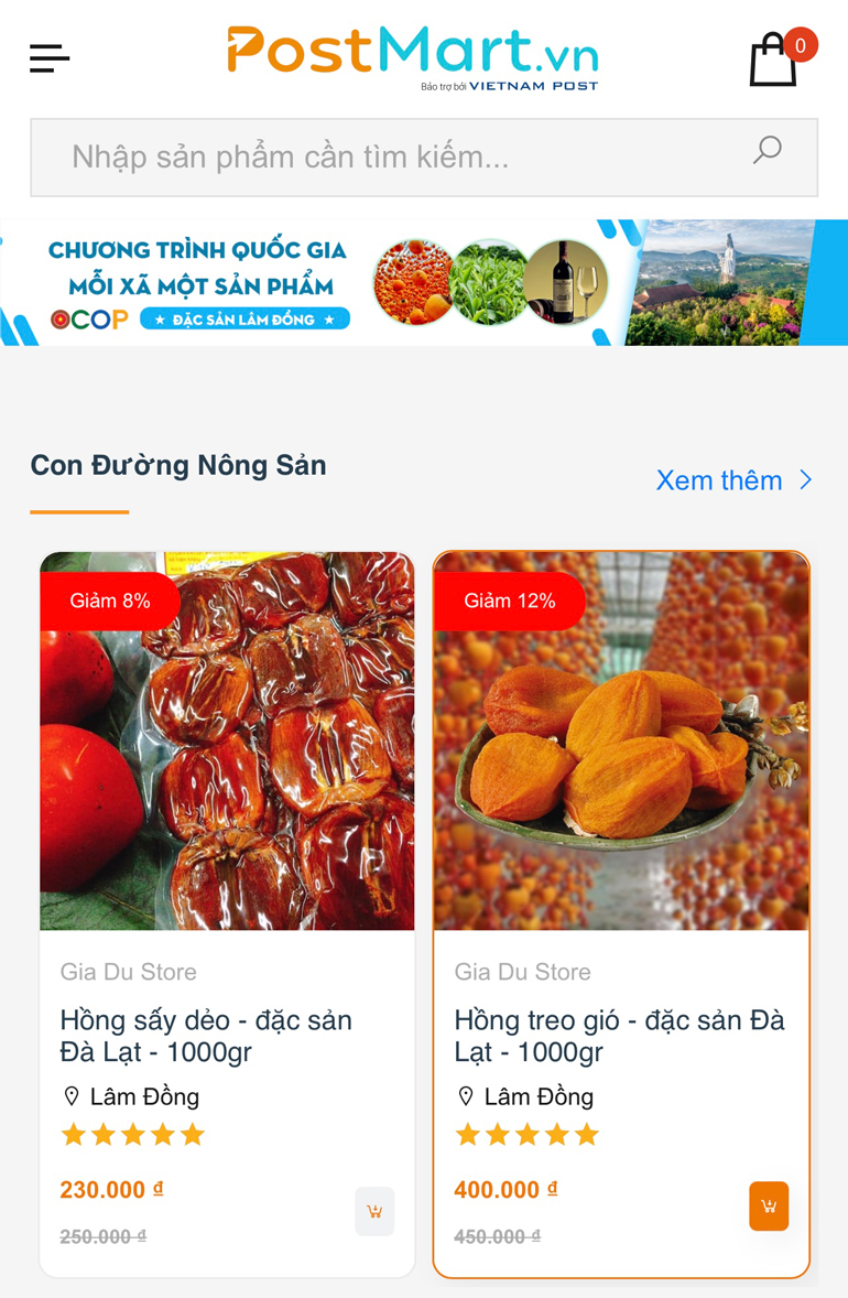Đặc sản Lâm Đồng trên trang postmart.vn